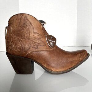 Ariat Brown Western Ankle Booties with Pointed Toe
